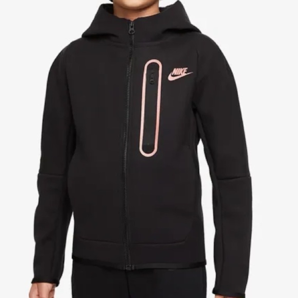 Nike Tech Fleece Zip Up Hoodie in Black/Bronze Boys Size Medium